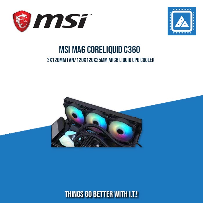MSI MAG CORELIQUID C360 3X120MM FAN/120X120X25MM ARGB LIQUID CPU COOLER MSI MAG CORELIQUID C360 3X120MM FAN/120X120X25MM ARGB LIQUID CPU COOLER